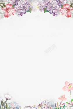 球花314白色情人节绣球花边框高清图片