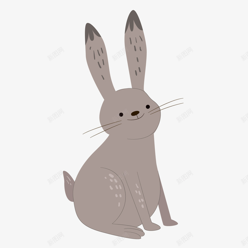 卡通灰色的小兔子矢量图ai免抠素材_新图网 https://ixintu.com 动物 卡通 小兔子 小灰兔 彩绘 手绘 森林 灰色 矢量图