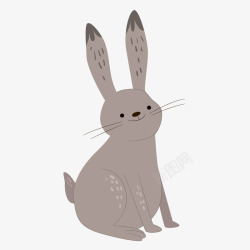 卡通灰色的小兔子矢量图素材