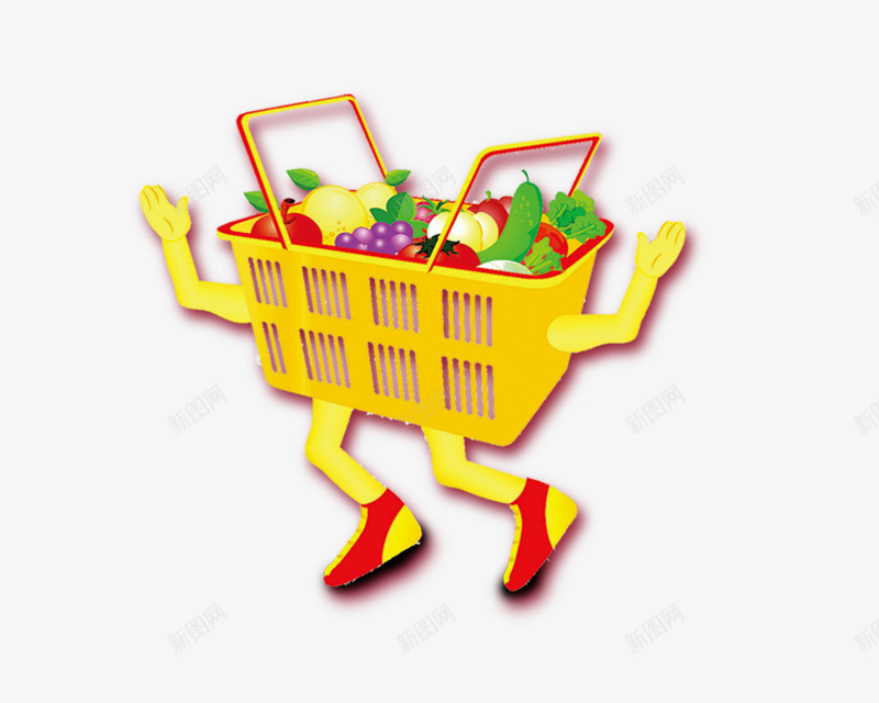 卡通超市购物篮png免抠素材_新图网 https://ixintu.com 卡通 手绘 篮子 超市购物篮