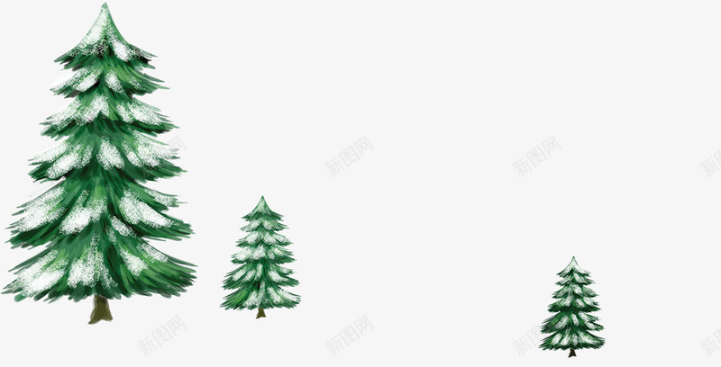 三棵冬天的松树png免抠素材_新图网 https://ixintu.com 三棵 冬天 实物 松树