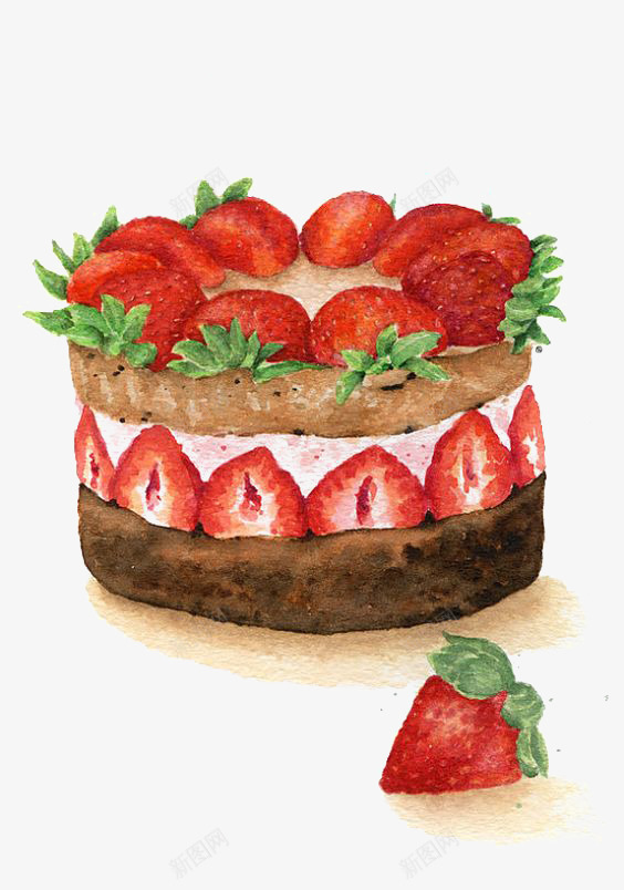 草莓蛋糕png免抠素材_新图网 https://ixintu.com 卡通 手绘 插画 烘焙 美食 草莓 蛋糕