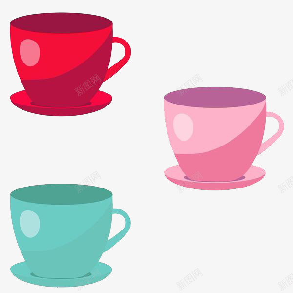 3个颜色的水杯png免抠素材_新图网 https://ixintu.com 变色杯 喝水必备 喝茶器皿 容器 带手把 杯子 水杯 瓷器 盛放液体 茶杯 茶杯器皿 陶瓷