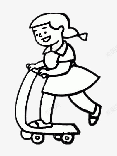 玩滑板车的小女孩png免抠素材_新图网 https://ixintu.com 休闲 娱乐 游戏 滑板