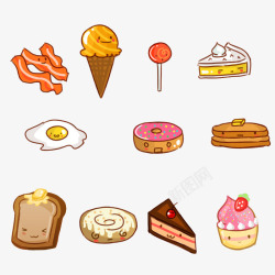 彩色甜点面包卡通图案高清图片