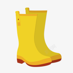 一双黄褐色秋季雨靴矢量图素材