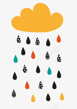 彩色的雨滴卡通云朵高清图片