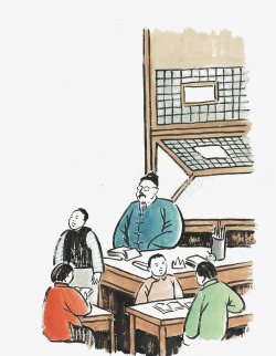中国古代老师中国古代老师学堂教师节插画高清图片
