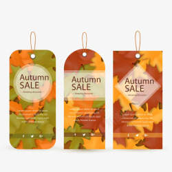 秋季树叶装饰吊牌矢量图素材