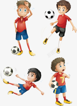 踢足球的男孩卡通图素材