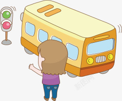 遵守交通规则可爱卡通儿童插画高清图片
