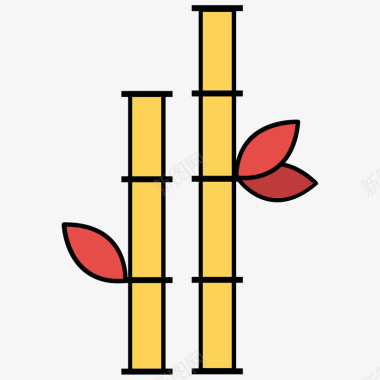 黄色手绘竹子卡通图标矢量图图标
