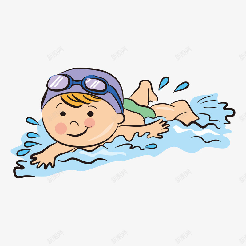 游泳运动员png免抠素材_新图网 https://ixintu.com 人物 人物插画 卡通人物 小男孩 插画 游泳 运动员