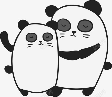 可爱卡通熊猫情侣矢量图图标图标