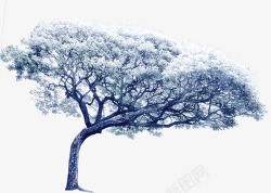 蓝色茂盛大树七夕情人节素材