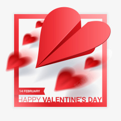 valentines红色情人节折纸爱心飞机矢量图高清图片