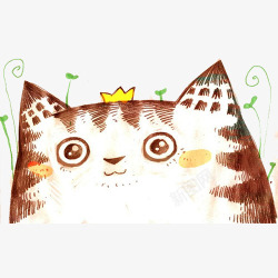 手绘水彩绘画可爱动物小猫咪素材