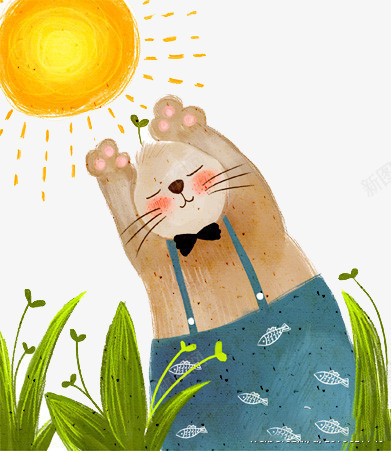 太阳下的小猫png免抠素材_新图网 https://ixintu.com 儿童 儿童插画 卡通 卡通人物 卡通动物 太阳 小猫 插画 故事 梦幻 童话 童话森林