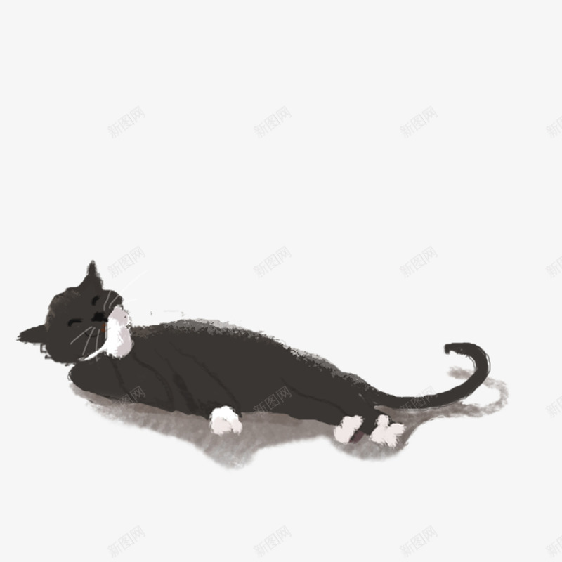 卡通猫psd免抠素材_新图网 https://ixintu.com PNG图 PNG图下载 创意卡通 动物插图 卡通 卡通插图 小黑猫 插图 猫 黑猫