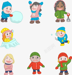 8个冬天儿童形象素材