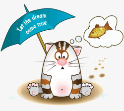 可爱卡通小雨伞可爱的小猫咪高清图片