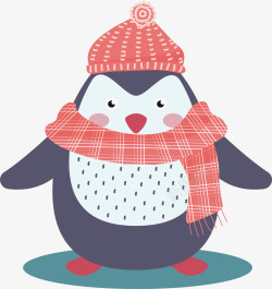 温暖企鹅胖嘟嘟的可爱冬天企鹅矢量图高清图片