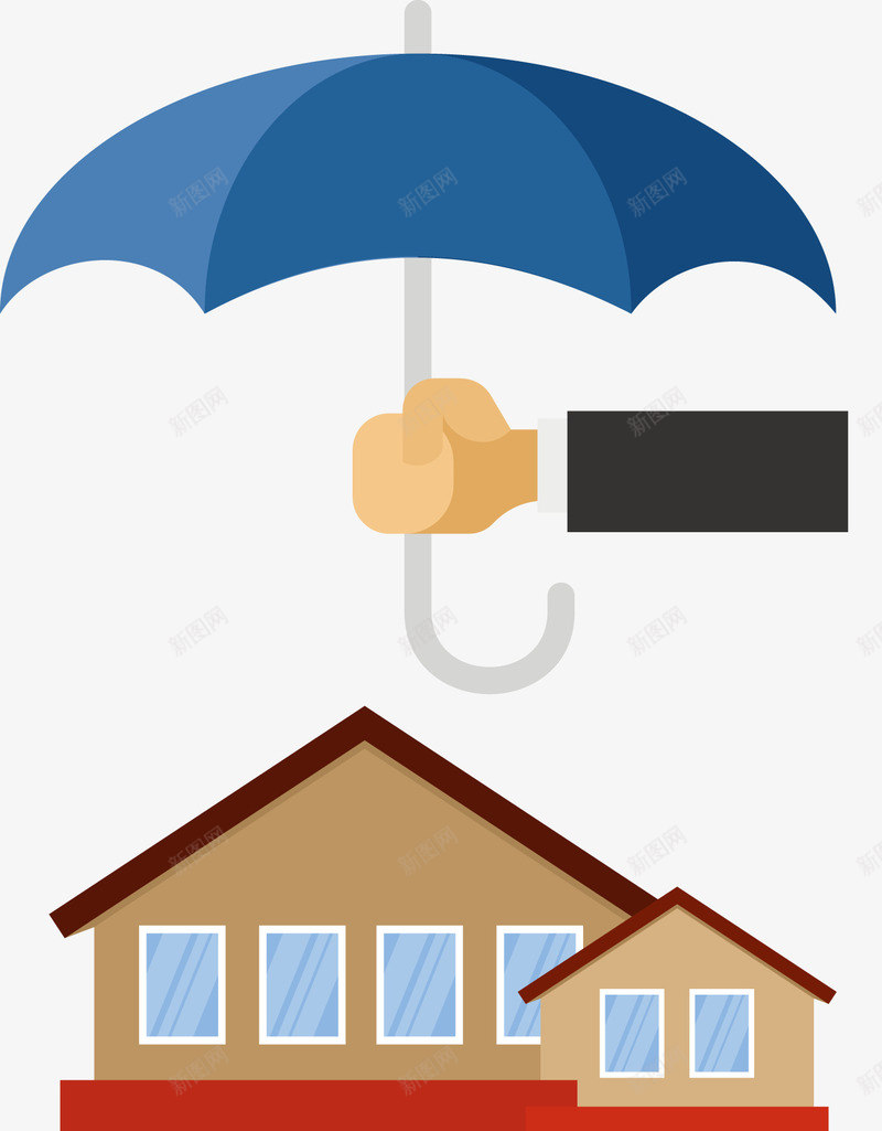 一把蓝色雨伞与房屋矢量图eps免抠素材_新图网 https://ixintu.com 家里房屋 房屋 房屋建筑 撑起一个家 蓝色雨伞 雨伞 矢量图
