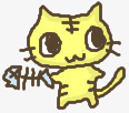 吃鱼骨的猫动漫剪影动漫卡通猫咪图标高清图片