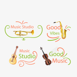 音乐工作室标签绘乐器音乐工作室标志高清图片