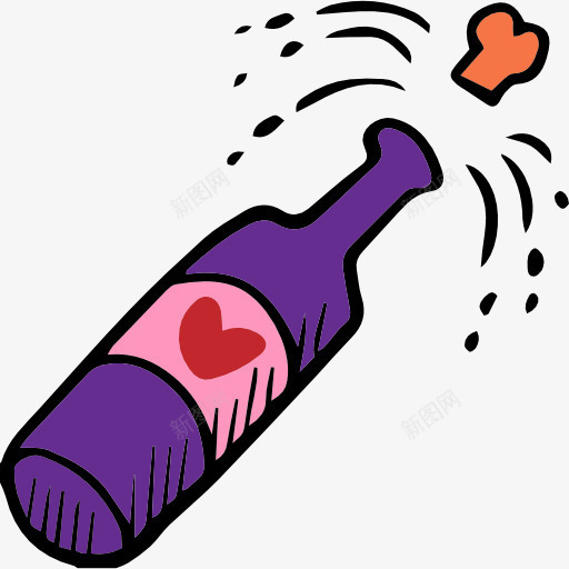 香槟图标png_新图网 https://ixintu.com 可爱的情人节 含酒精的饮料 庆典 浪漫 浪漫主义 爱 瓶 酒精 香槟