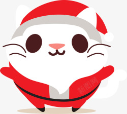 红色圣诞节可爱猫咪素材