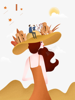 金秋八月中秋插画高清图片