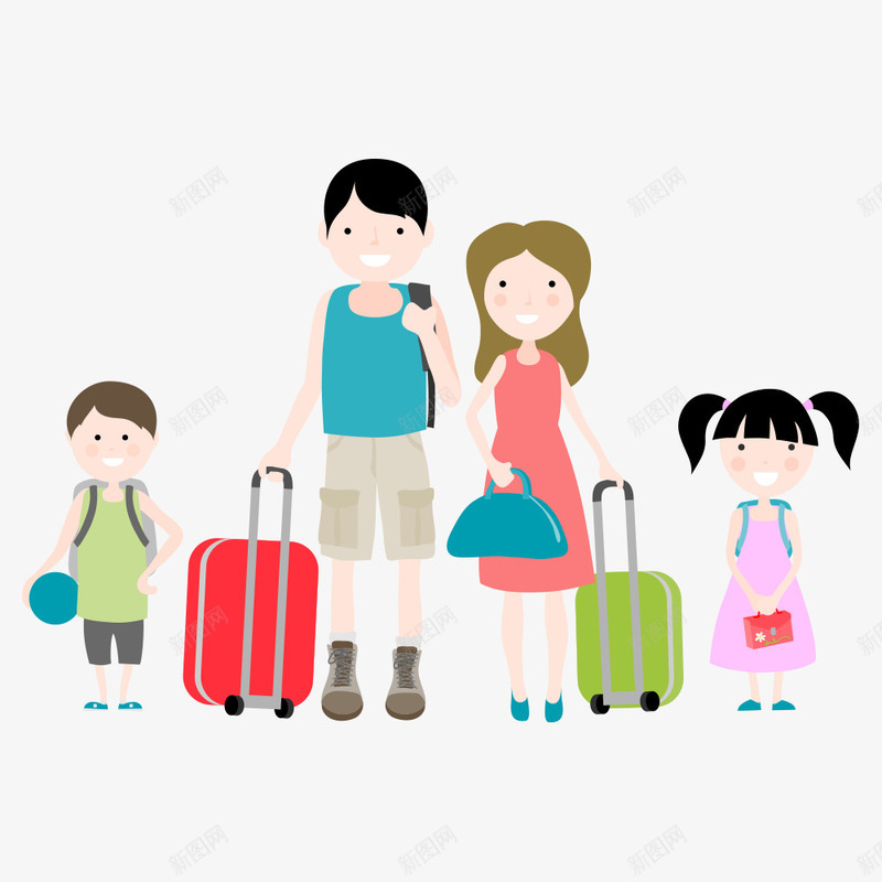 一家人旅游png免抠素材_新图网 https://ixintu.com 一家人 亲子 人物 卡通人物 插画 旅游