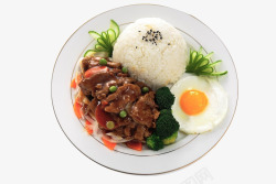 日式牛肉饭鸡蛋芝麻黑椒牛肉饭高清图片