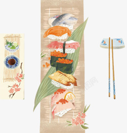 日系寿司画册手绘寿司高清图片