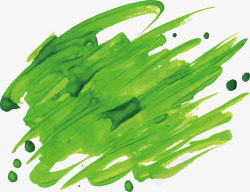 绿色水彩笔触墨迹矢量图素材
