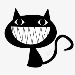 手绘猫黑色小猫图标高清图片