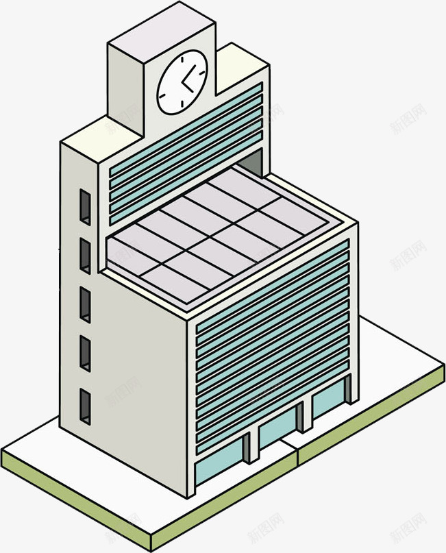 水彩学校房子图png免抠素材_新图网 https://ixintu.com 卡通手绘 学校 建筑 房子 水彩 绿色 钟表 闹钟