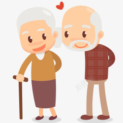 住拐杖的老人插画拄拐杖的奶奶和爷爷插画矢量图高清图片