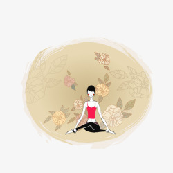 韩国瑜伽插画二素材