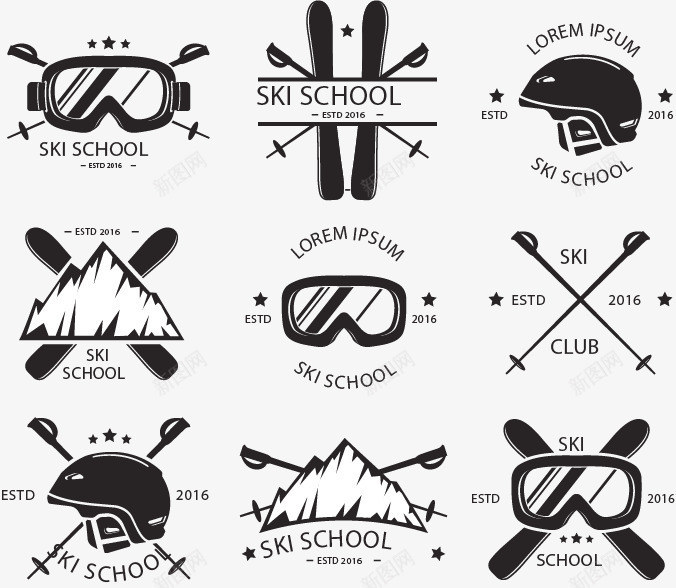 滑雪培训学校标志矢量图图标eps_新图网 https://ixintu.com 培训学校 滑雪 滑雪学校标志 矢量素材 矢量图