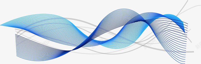 蓝色科技波纹线条png免抠素材_新图网 https://ixintu.com 几何线条 抽象 科技线条 蓝色波纹