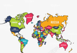 彩色世界地图信息素材