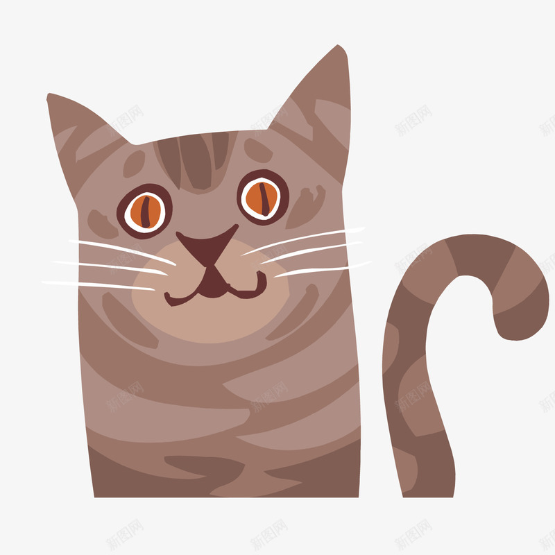 一只棕色的小猫咪矢量图ai免抠素材_新图网 https://ixintu.com 可爱 大眼 扁平化 棕色 毛绒绒 猫 眼睛 矢量图