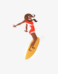 冲浪女生素材卡通女生冲浪高清图片