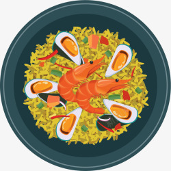 鲜虾炒饭卡通鲜虾炒饭装饰插画高清图片