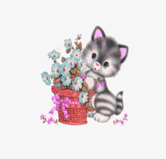 可爱小猫图案png免抠素材_新图网 https://ixintu.com PNG图片 动物 卡通 小猫 小花 猫猫 花朵