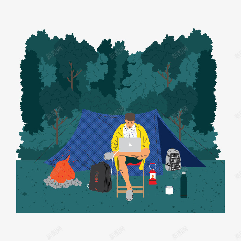 野营的男人png免抠素材_新图网 https://ixintu.com 帐篷 度假 森林 野营