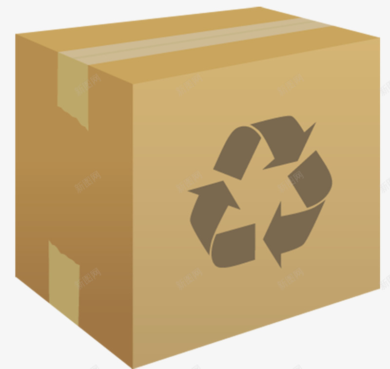 空的牛皮纸回收箱png免抠素材_新图网 https://ixintu.com 三维 可回收箱子 回收箱 垃圾 循环 牛皮纸 空的