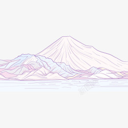 手绘日本富士山插画矢量图素材